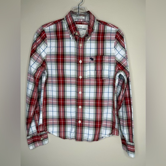 Abercrombie & Fitch Red and White Casual Button Down Shirt - Picture 1 of 6